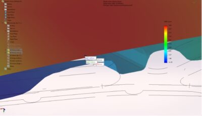 Figure 1: Cross section of the inner and outer aluminum hood with measured maximum gap of 16.9mm during oven simulation